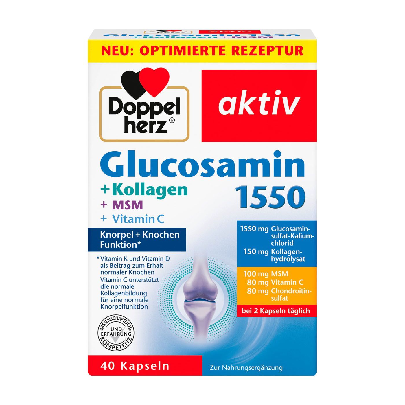 Viên uống bổ xương khớp Glucosamin 1550 + Collagen, hộp 40 viên