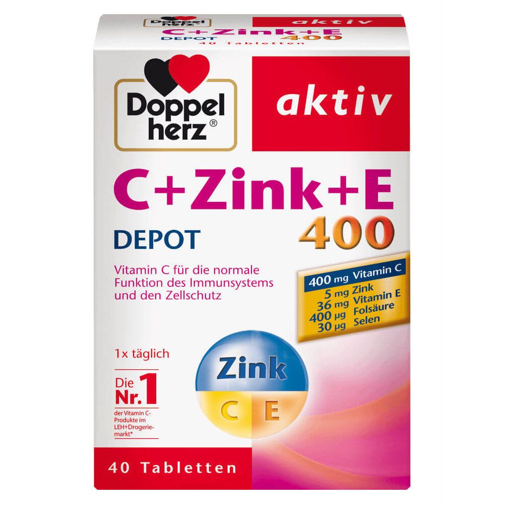 Viên Uống Bố Sung Vitamin Doppelherz C + Zink + E 400 Depot, 40 Viên