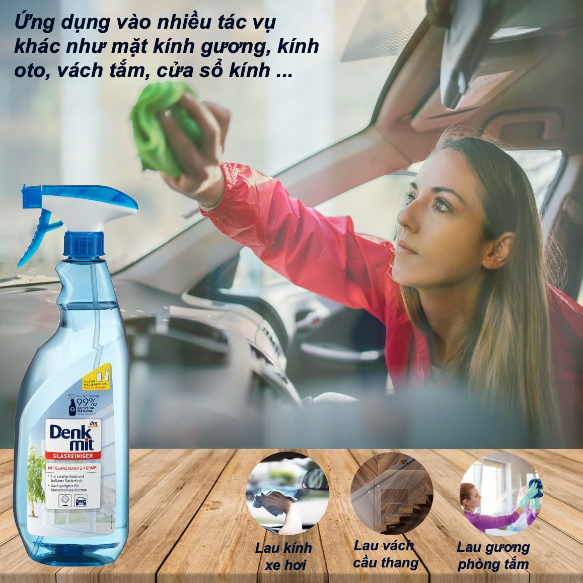 Dung Dịch Vệ Sinh Kính Denkmit Glasreiniger – Công Thức Sáng Bóng, Hiệu Quả Cao