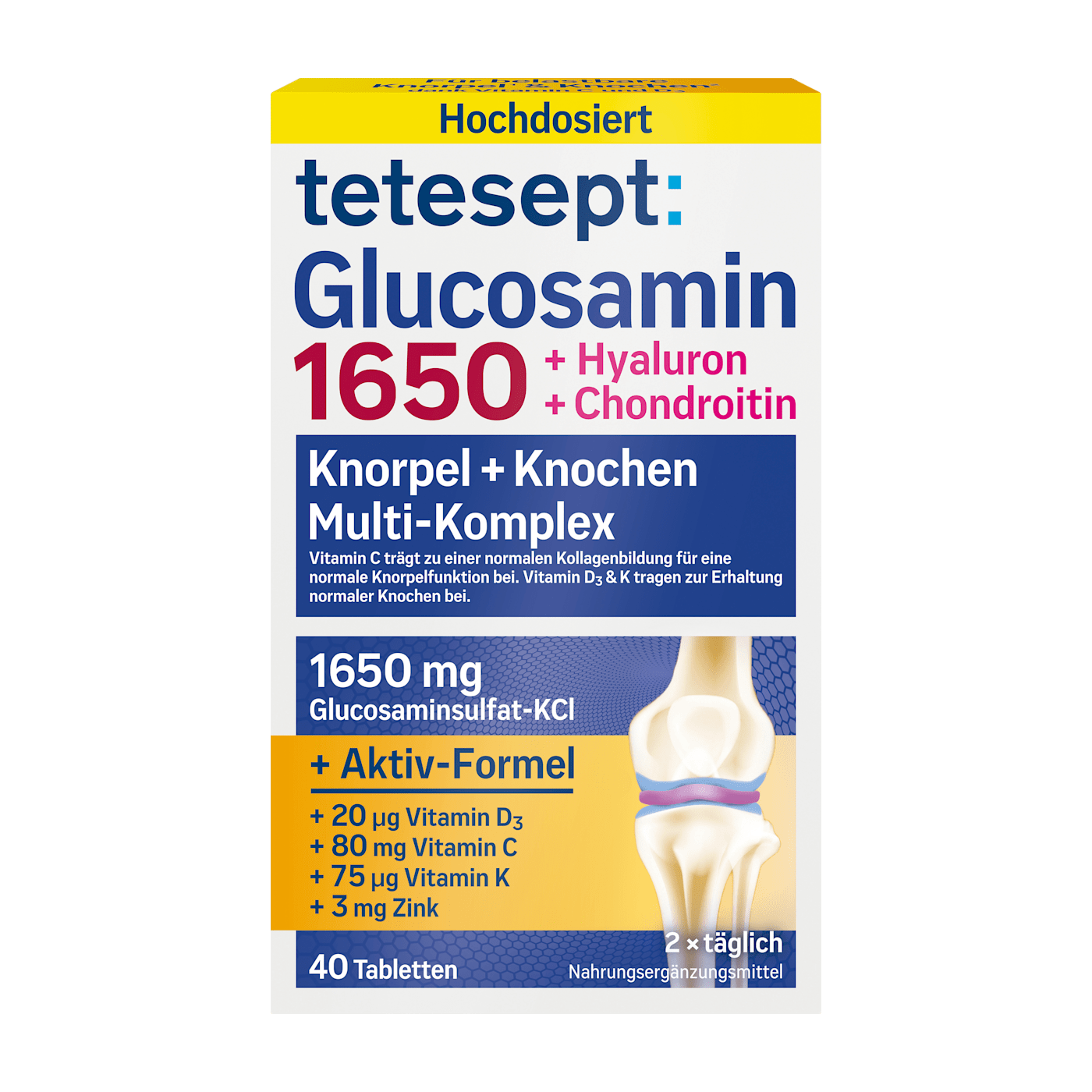 Viên uống hỗ trợ xương khớp Tetesept Glucosamin 1650 – Hộp 30 viên