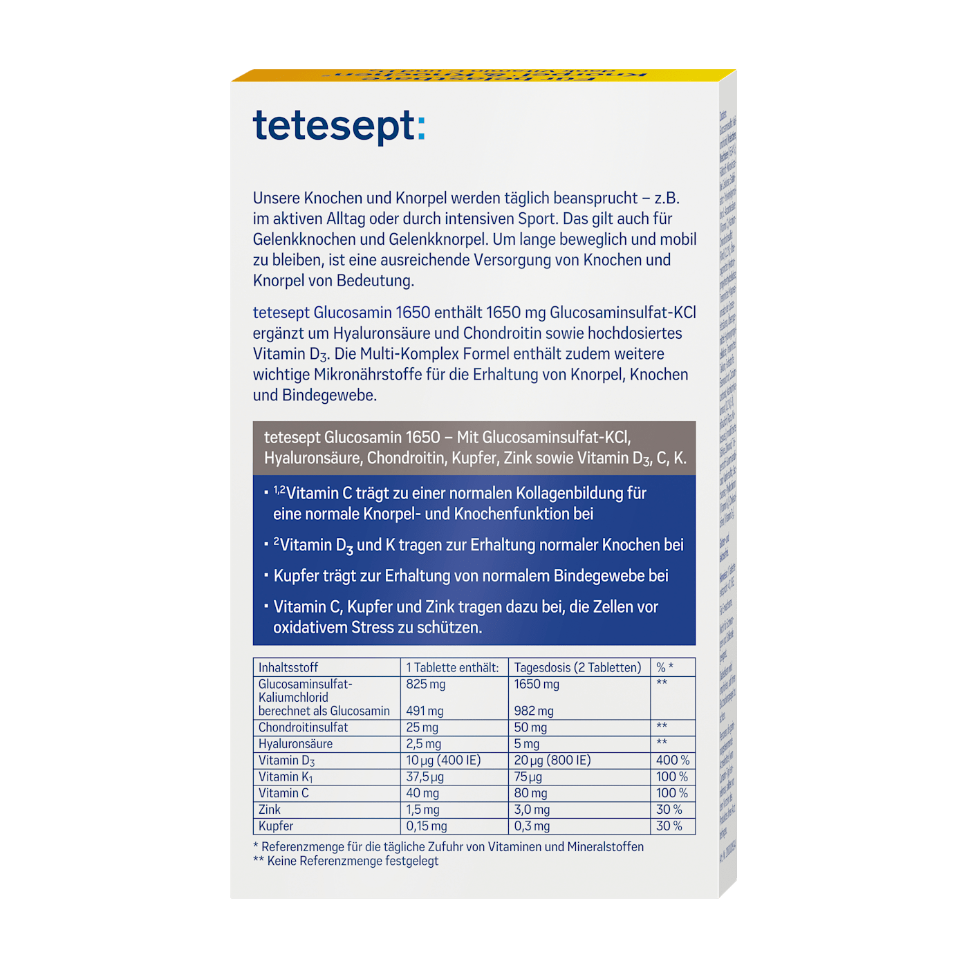 Viên uống hỗ trợ xương khớp Tetesept Glucosamin 1650 – Hộp 30 viên