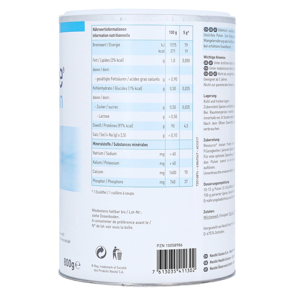 Sữa Cho Người Tiểu Đường NESTLE RESOURE INSTANT PROTEIN, hộp 800g