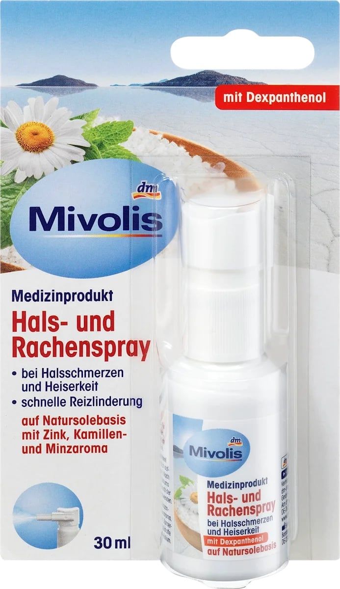 Xịt họng thảo dược Mivolis Hals- und Rachenspray 20ml – Dịu nhẹ cổ họng, thơm mát tinh chất thiên nhiên