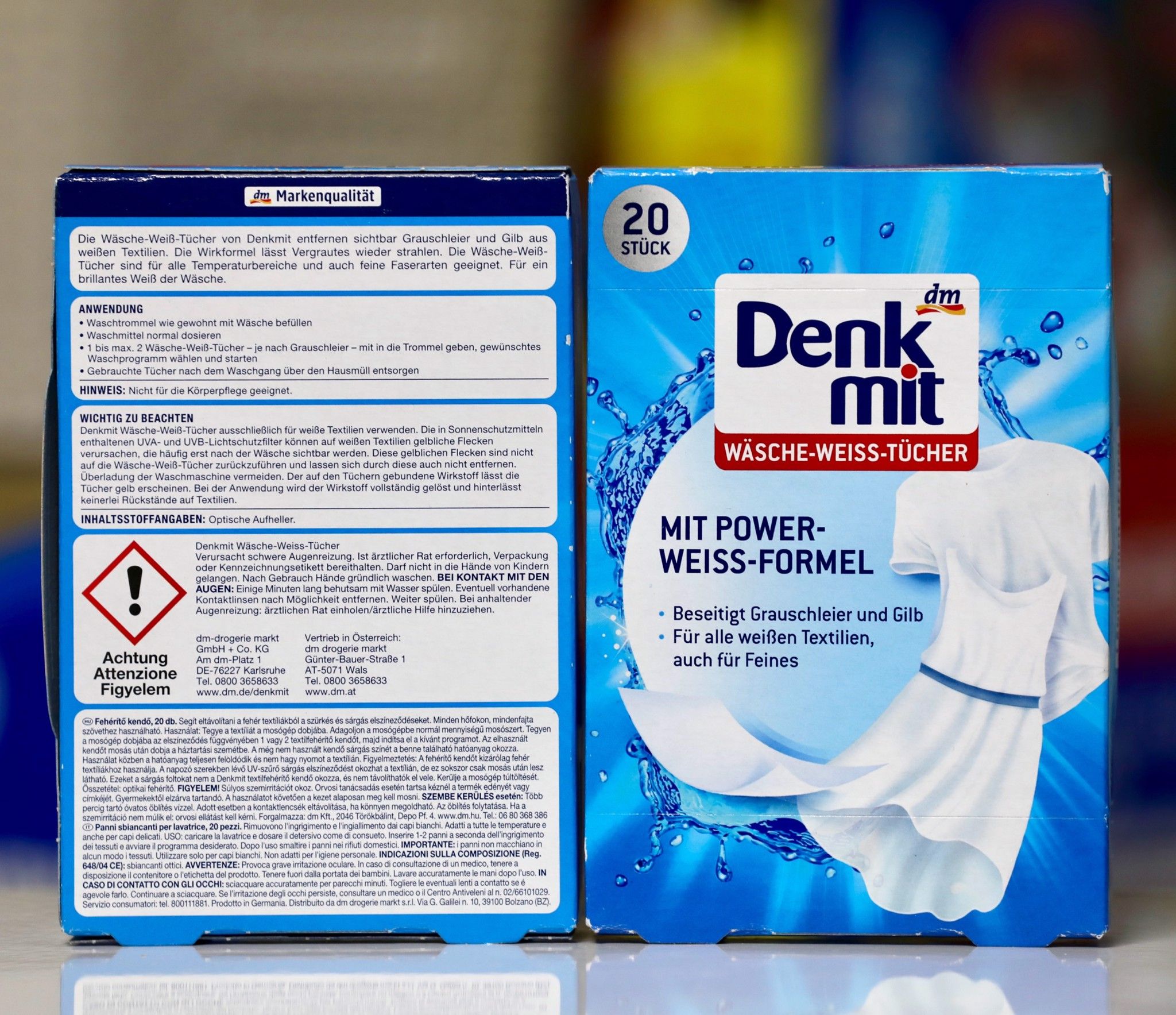 Giấy giặt trắng quần áo Denkmit, hộp 20 miếng