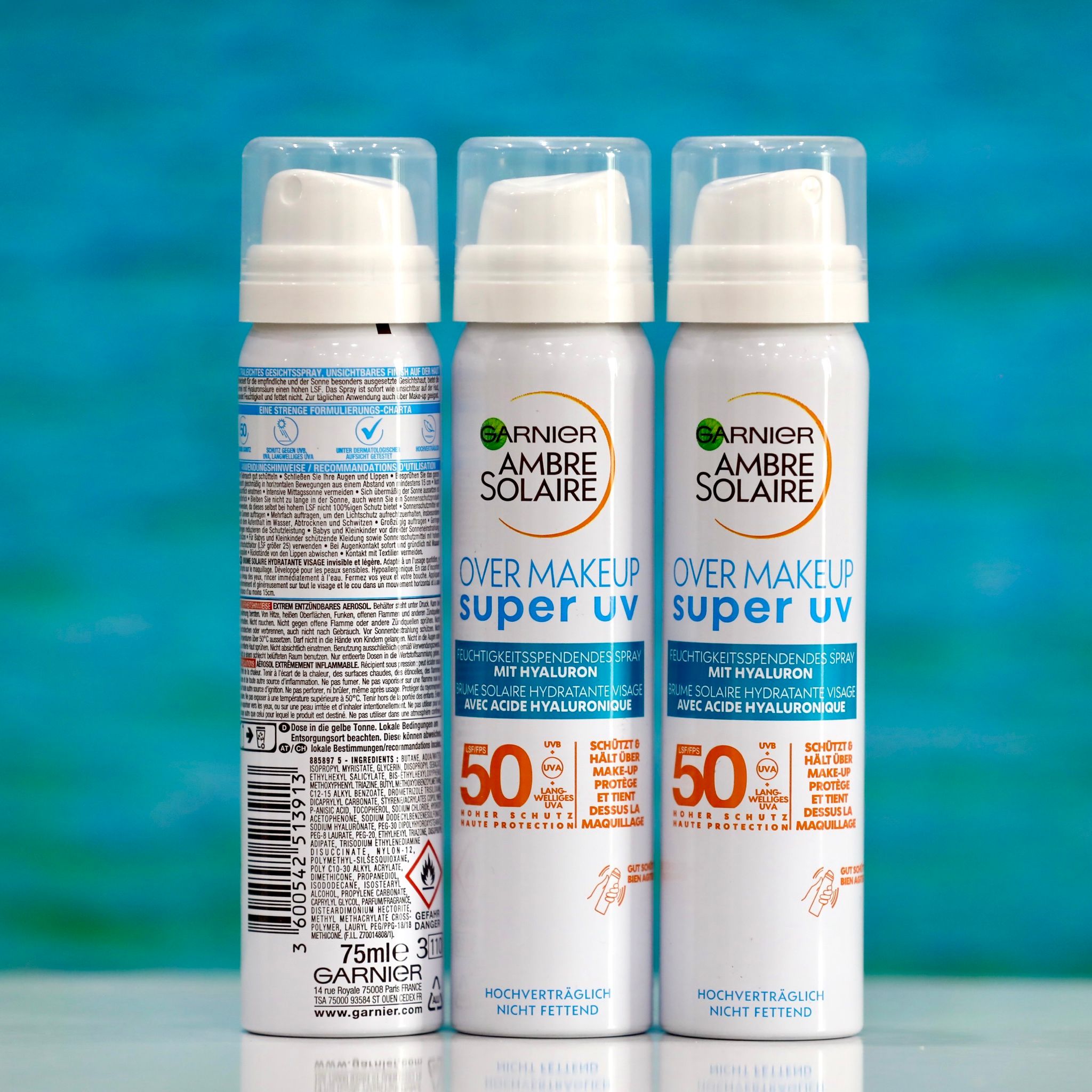 Xịt Chống Nắng Garnier Super UV SPF50 – Dạng Xịt Cho Mặt, Dùng Trên Lớp Trang Điểm