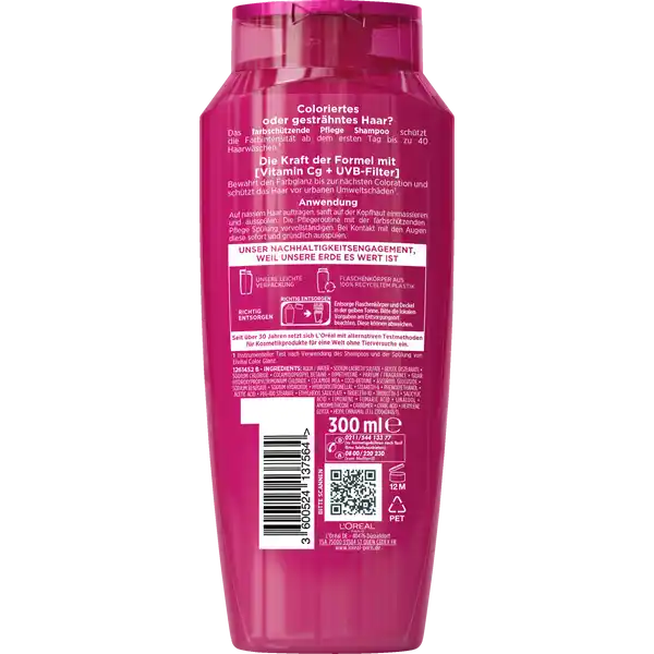 Dầu gội L'Oréal Elvital Color Glanz - Bảo vệ màu nhuộm, bóng mượt tóc, 250ml