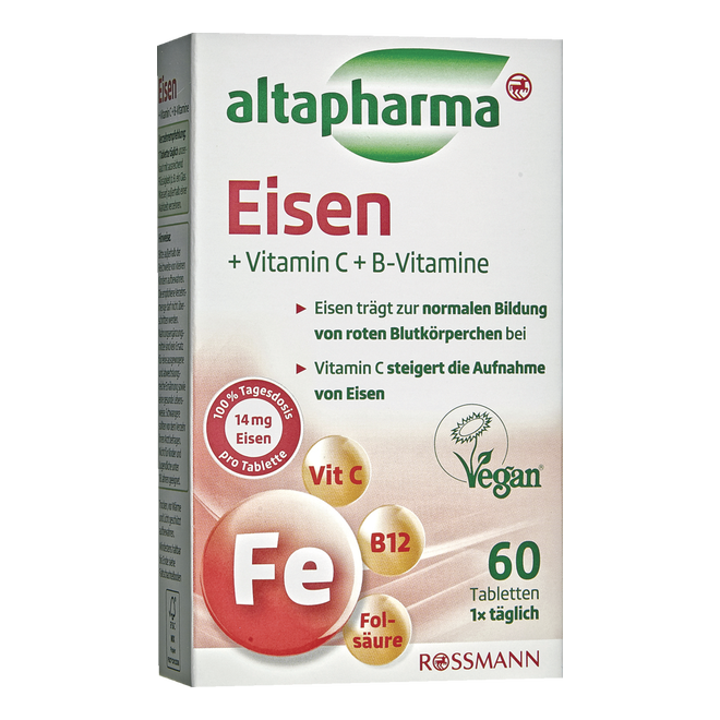 Viên Uống Bổ Sung Sắt Altapharma Eisen + C, hộp 60 viên