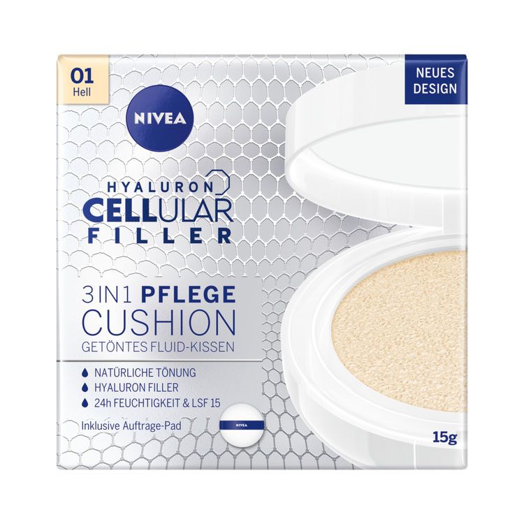 Phấn Nước Làm Căng Da Nivea Hyaluron Cellular Filler 3 In 1 Care Cushion - Tông sáng số 01