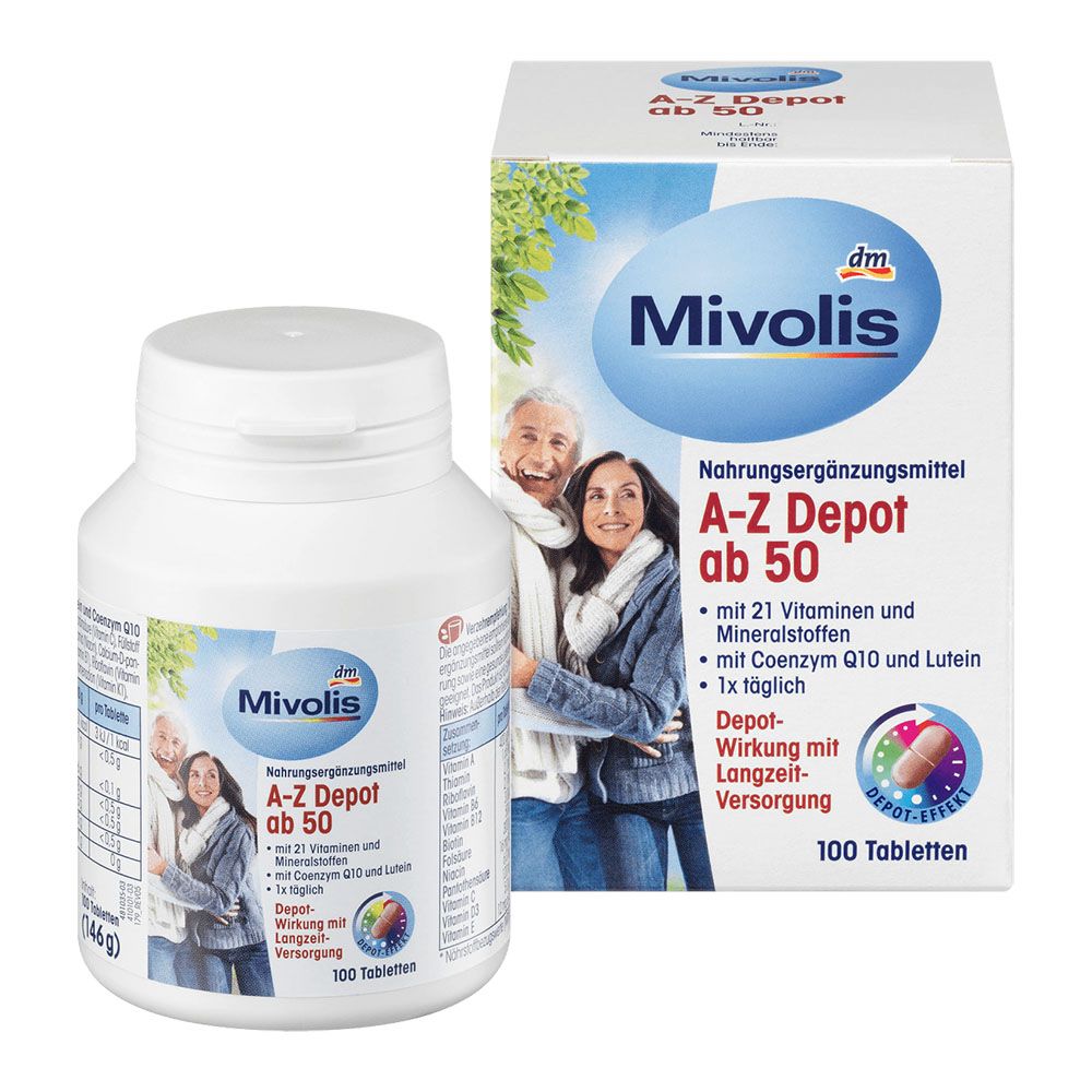 Vitamin Tổng Hợp Mivolis A-Z Depot Ab Cho Người Trên 50 Tuổi, A-Z già, 100 Viên
