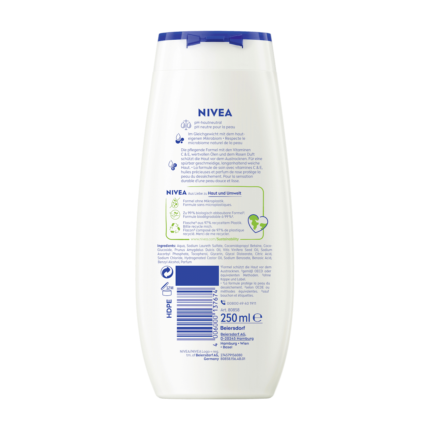 Sữa Tắm Dưỡng Ẩm NIVEA Hương Hoa Hồng Và Dầu Hạnh Nhân 250ml