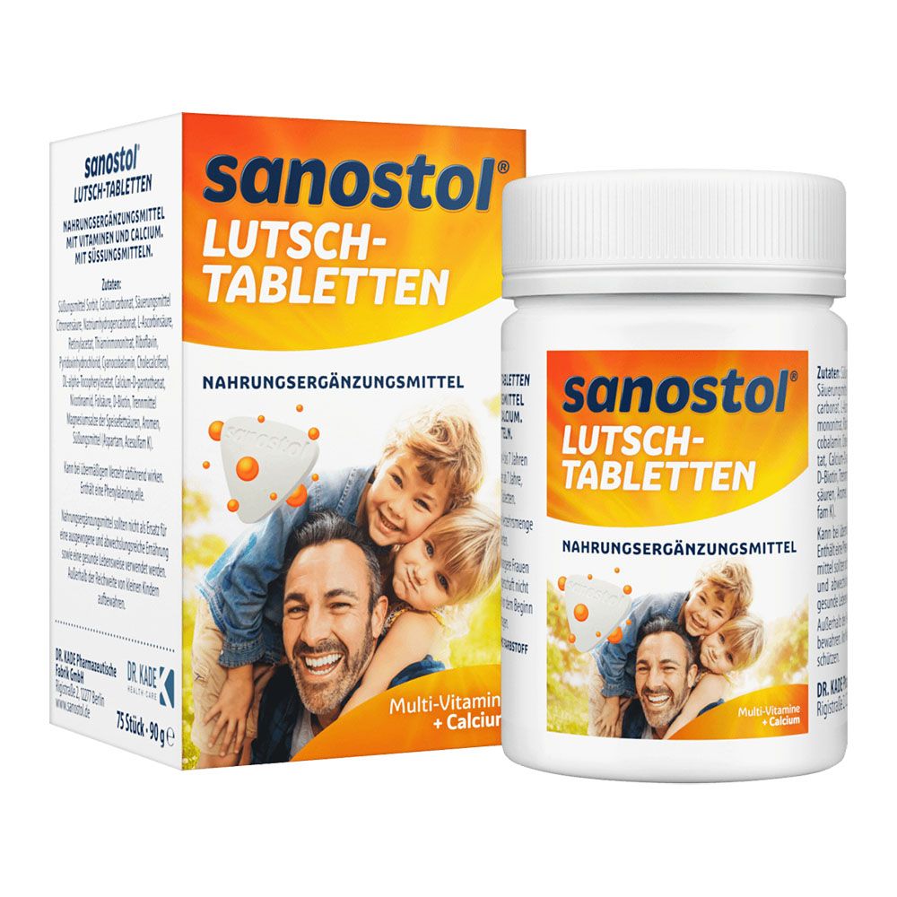 Viên Ngậm Sanostol Bổ Sung Canxi & Multi-Vitamin Tổng Hợp + Canxi, cho trẻ trên 4 tuổi, hộp 75 Viên