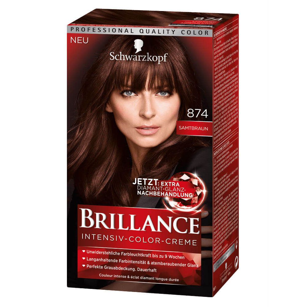 Thuốc nhuộm tóc Số 874: Màu nhung nâu - Brillance của hãng Schwarzkopf