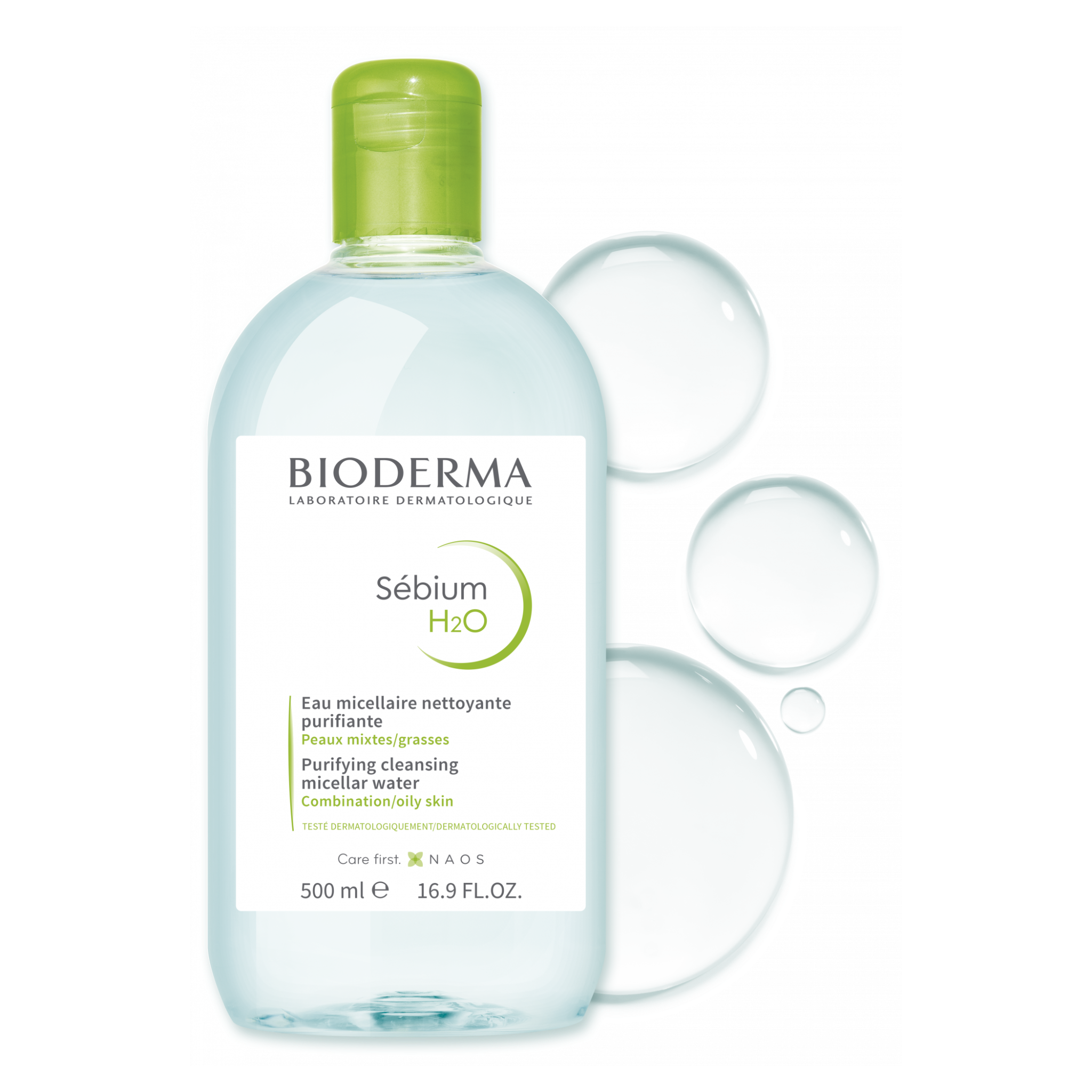 Tẩy trang Bioderma nắp màu xanh dành cho da hỗn hợp - nhờn và da mụn, 500ml