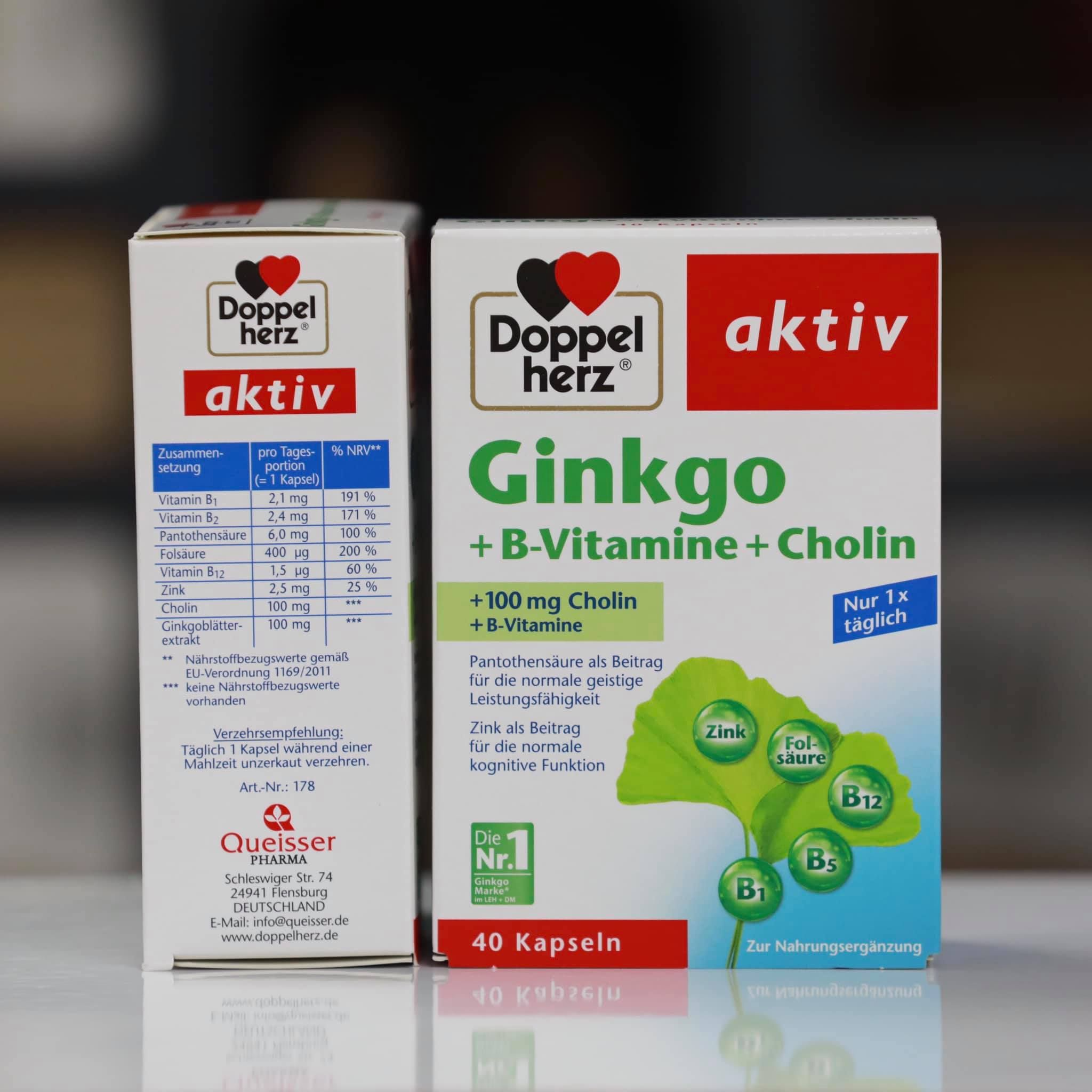 Viên Uống Bổ Não Doppelherz Aktiv Ginkgo, 40 Viên