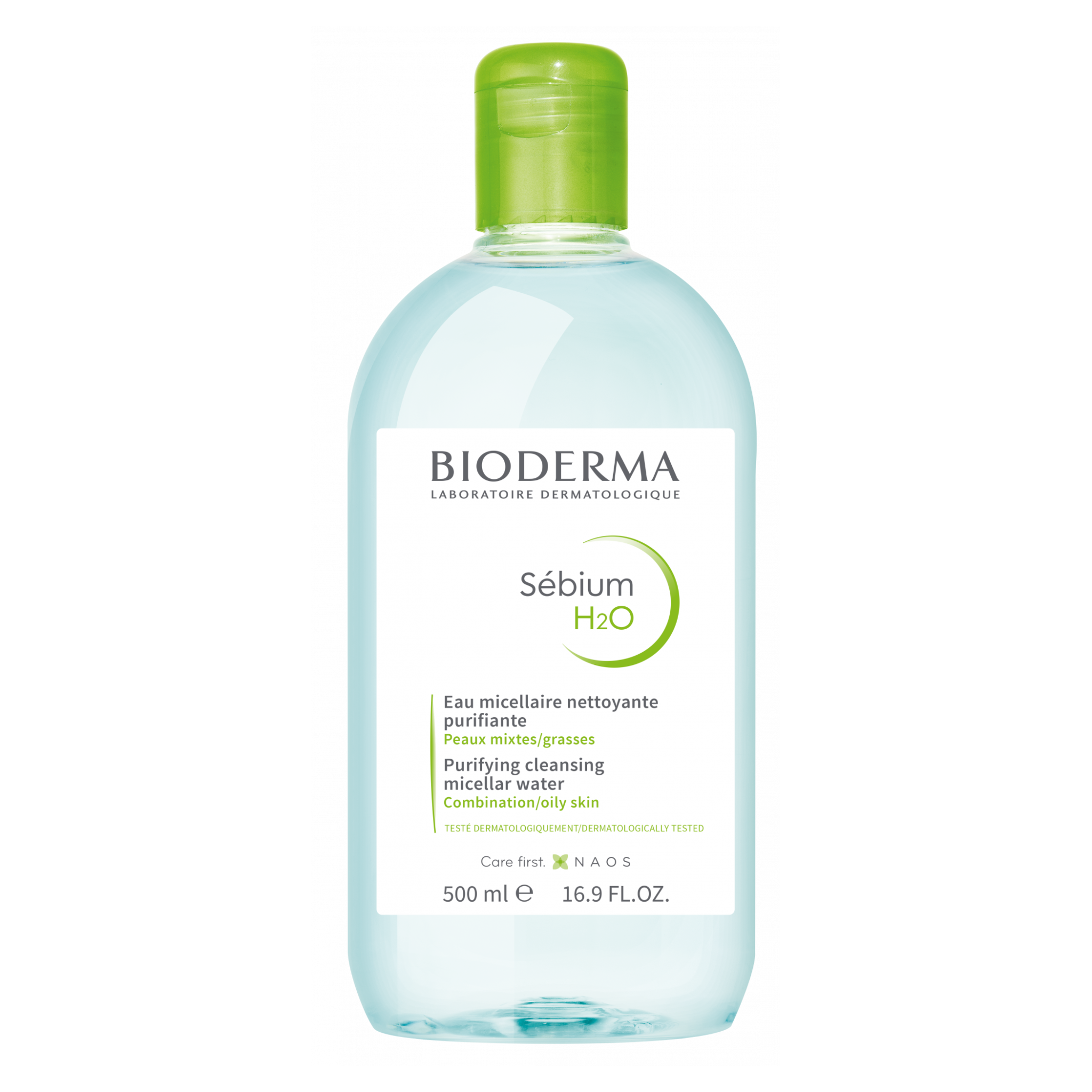 Tẩy trang Bioderma nắp màu xanh dành cho da hỗn hợp - nhờn và da mụn, 500ml