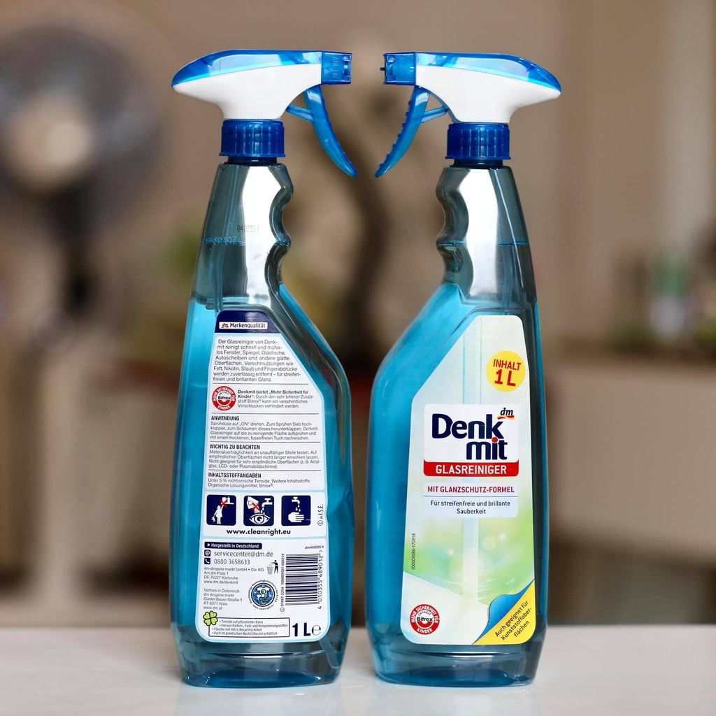 Xịt lau và vệ sinh Kính Denkmit - sạch bong kin kít, chai to 1 Lít