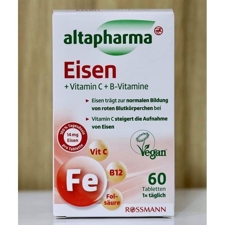 Viên Uống Bổ Sung Sắt Altapharma Eisen + C, hộp 60 viên