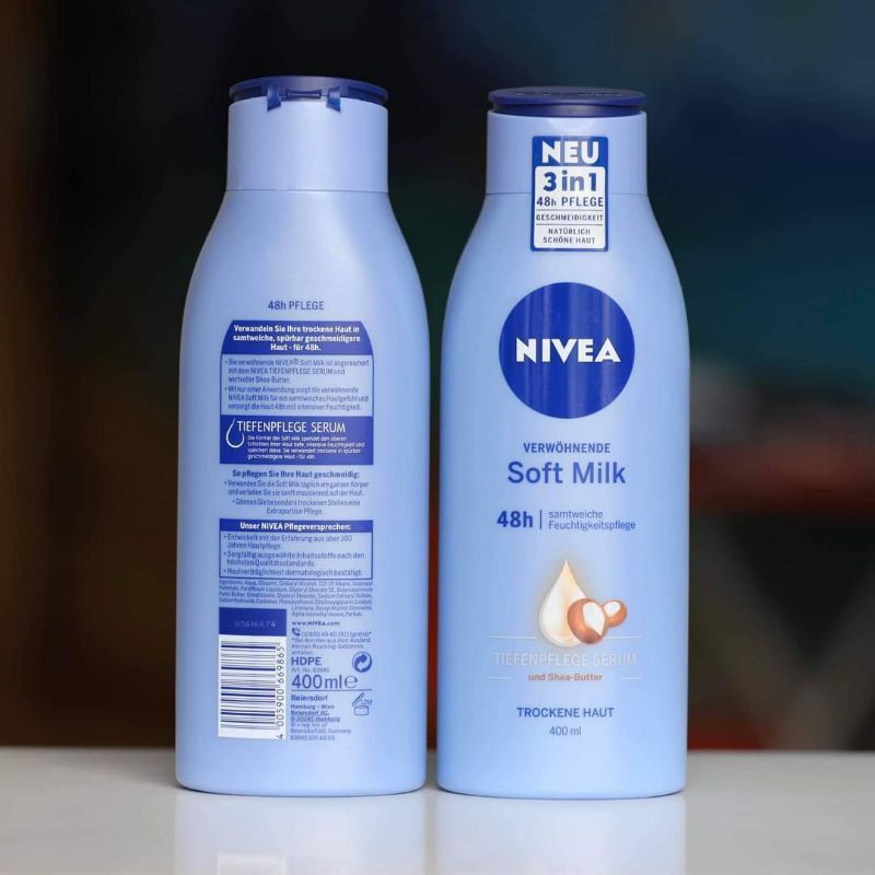 SỮA DƯỠNG THỂ NIVEA SOFT MILK, 400ml - Hàng nội địa Đức