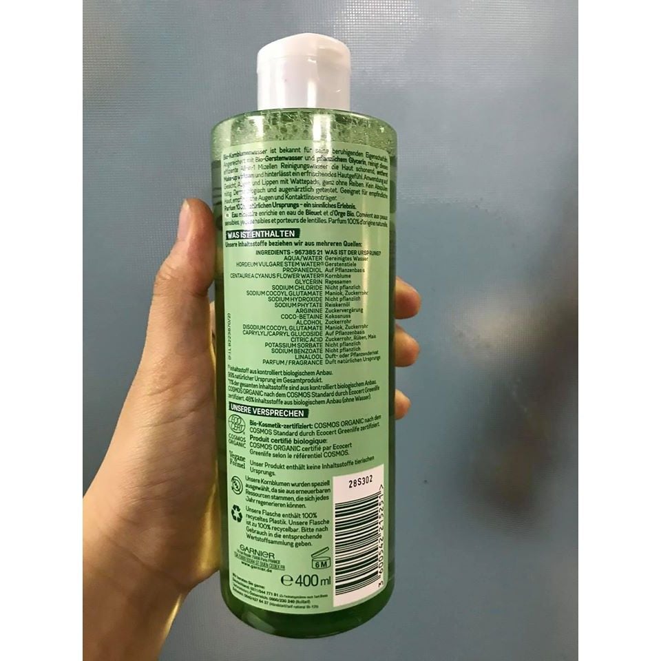 Nước tẩy trang Garnier Bio Cornflower All-in-1 Micellar Cleansing