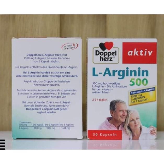 Thuốc bổ thận tráng dương L- Arginin của hãng dược phẩm Doppelherz - Nội địa Đức, hộp 30 viên