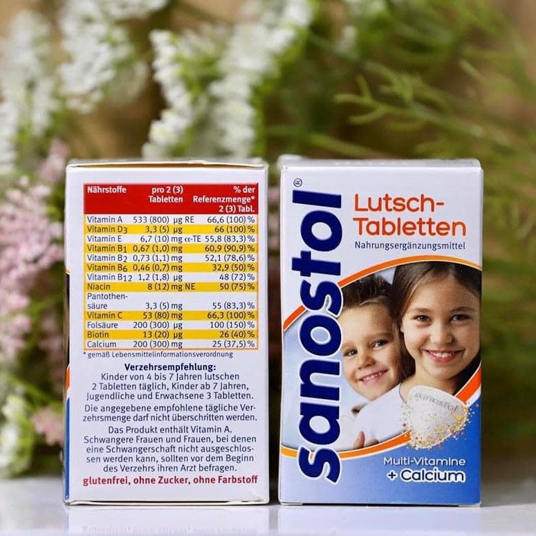 Viên Ngậm Sanostol Bổ Sung Canxi & Multi-Vitamin Tổng Hợp + Canxi, cho trẻ trên 4 tuổi, hộp 75 Viên