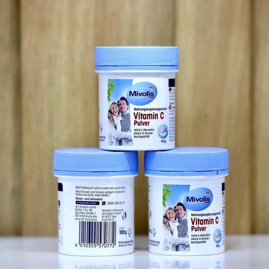 Bột Vitamin C nguyên chất của Mivolis Gesunde Plus, 100g