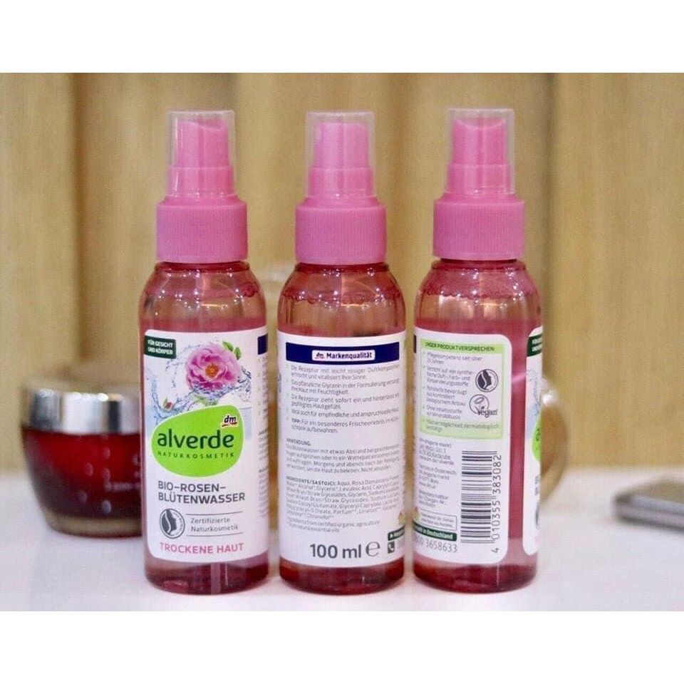Nước Hoa Hồng Alverde Bio Rosen Dạng Xịt, 100 ml