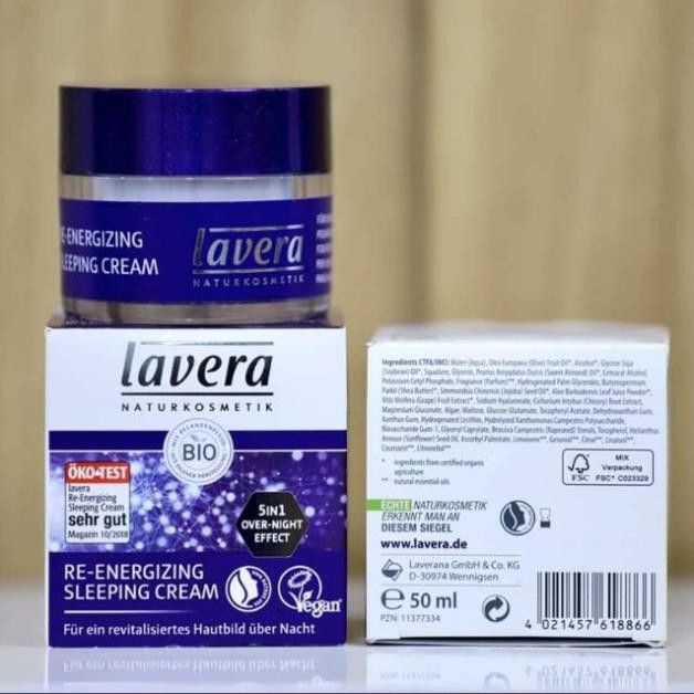 Kem Dưỡng Da Ban Đêm Kiêm Kem Mặt Nạ Ngủ Dòng Lavera, hộp 50ml