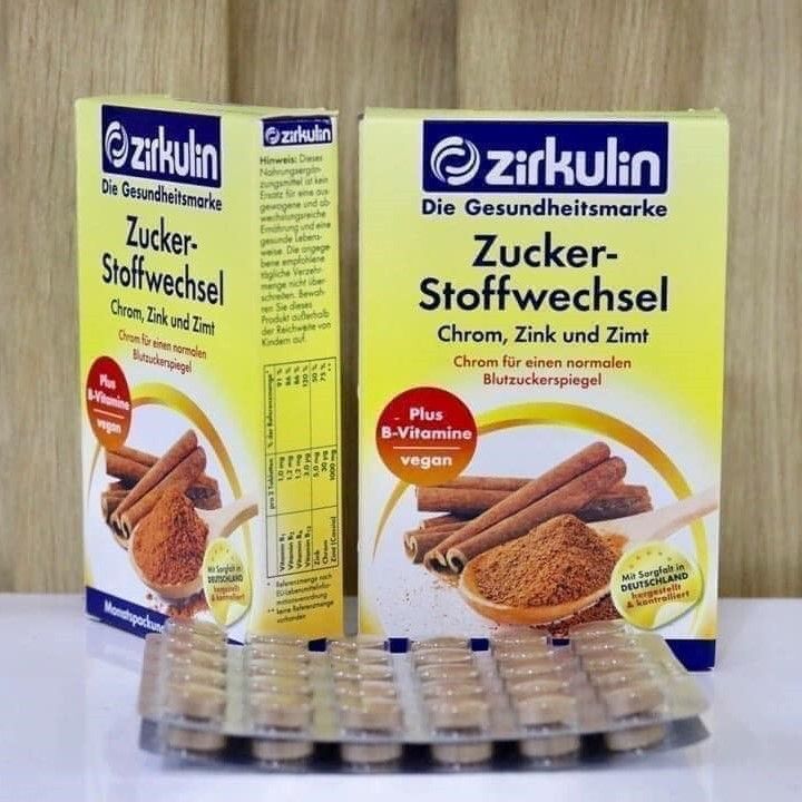Viên Uống Ổn Định Đường Huyết Zirkulin Zucker Stoffwechsel Chiết Xuất Tinh Bột Quế, Tiểu Đường Quế, hộp 60 viên