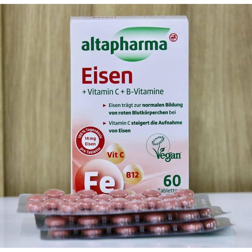 Viên Uống Bổ Sung Sắt Altapharma Eisen + C, hộp 60 viên
