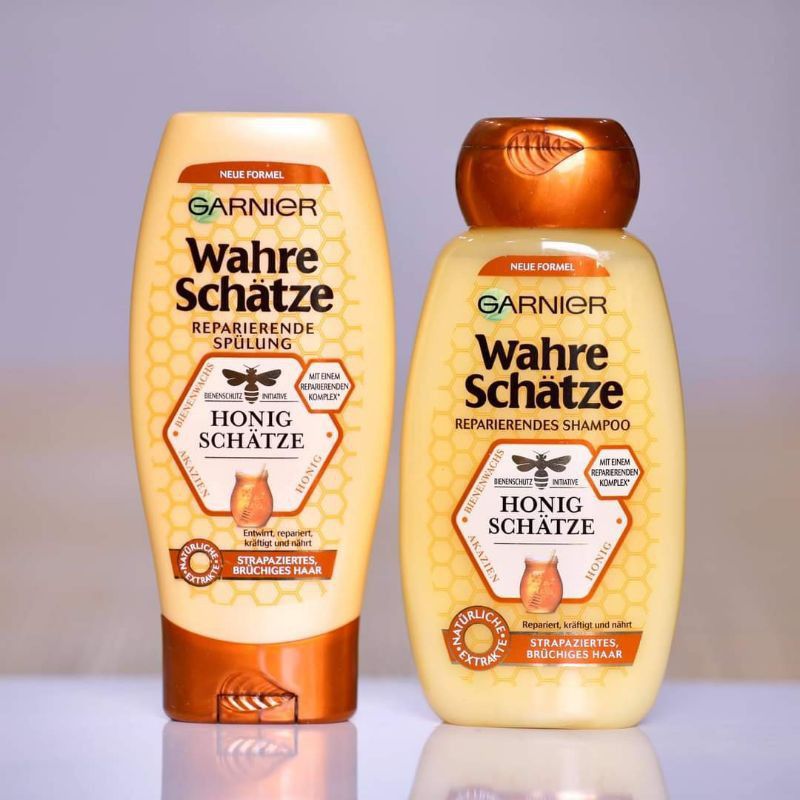 Bộ dầu Gội + Xả tinh chất mật ong – Garnier Wahre Schatze Gruner Honig Schatze