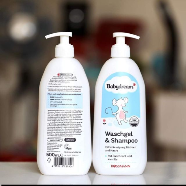 Sữa tắm gội 2 in 1 cho trẻ sơ sinh Babydream chai 500ml