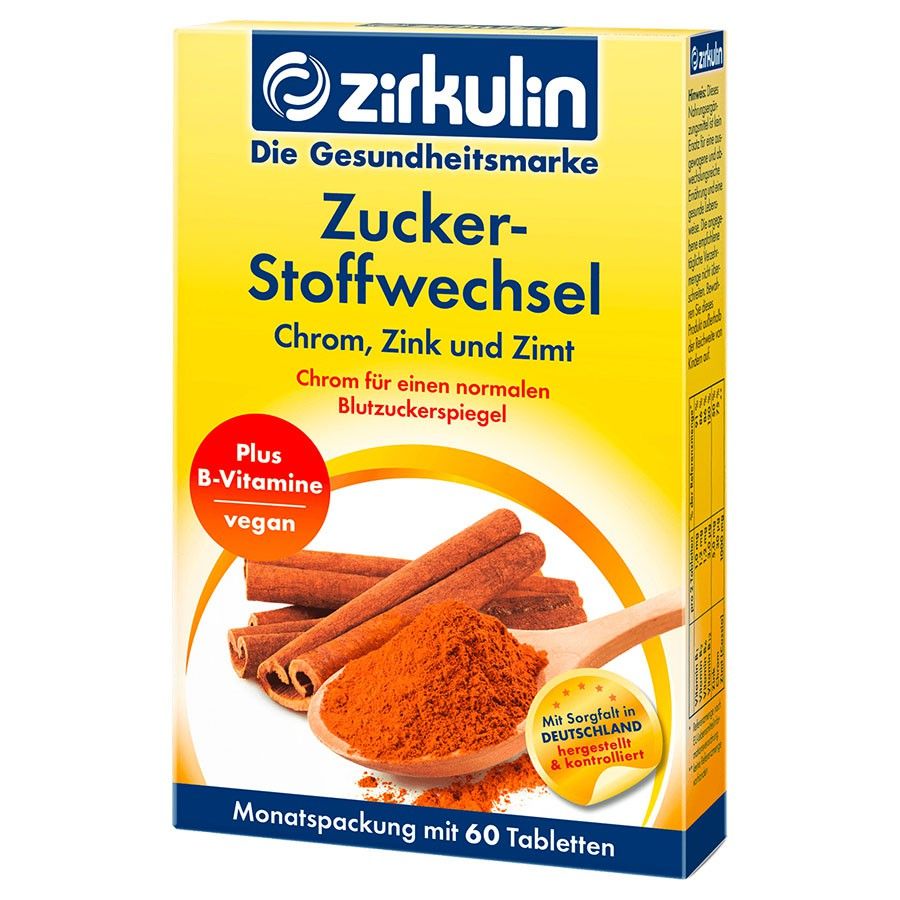 Viên Uống Ổn Định Đường Huyết Zirkulin Zucker Stoffwechsel Chiết Xuất Tinh Bột Quế, Tiểu Đường Quế, hộp 60 viên