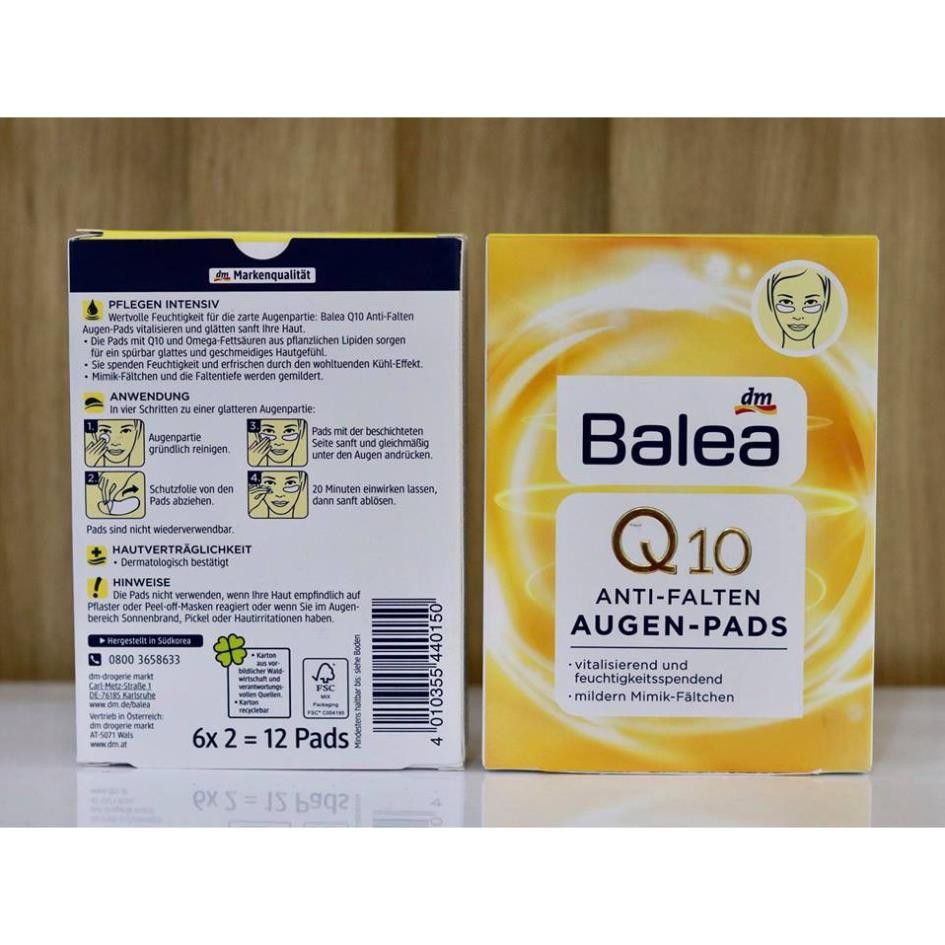 Miếng đắp mắt Balea Q10 Anti falten Augen Pads. (6x2).