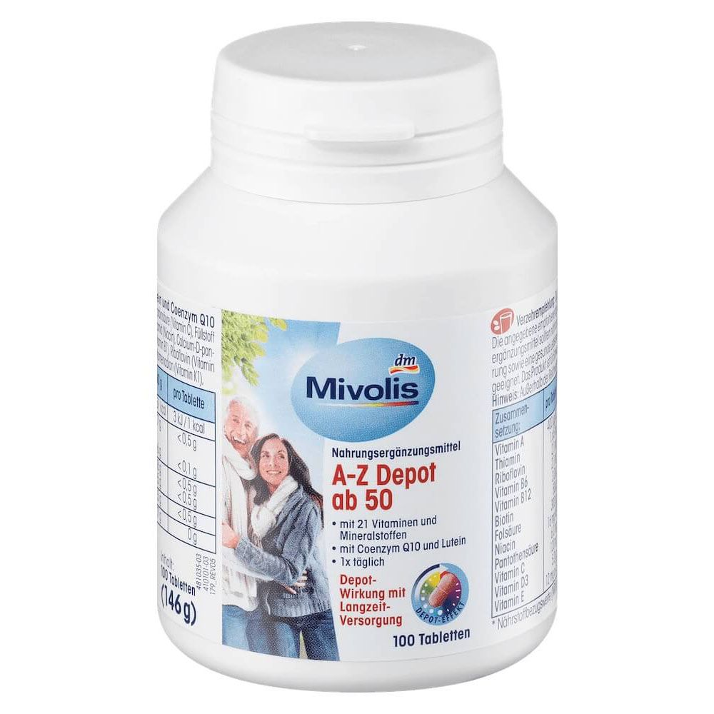 Vitamin Tổng Hợp Mivolis A-Z Depot Ab Cho Người Trên 50 Tuổi, A-Z già, 100 Viên