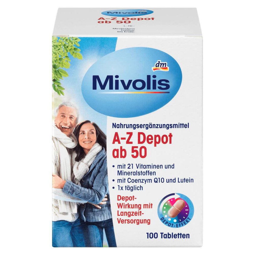 Vitamin Tổng Hợp Mivolis A-Z Depot Ab Cho Người Trên 50 Tuổi, A-Z già, 100 Viên