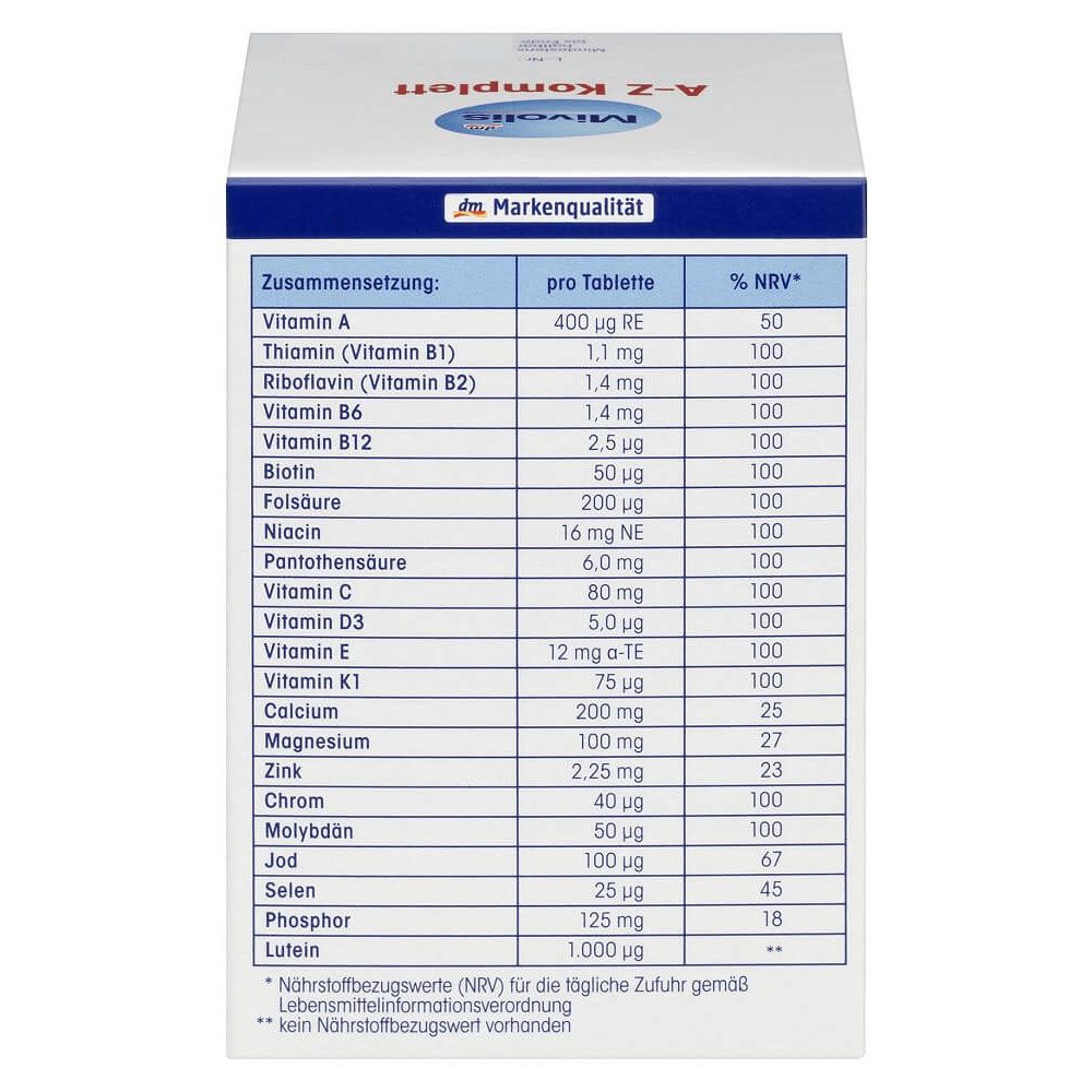 Vitamin Tổng Hợp Mivolis A-Z Depot Cho Người Dưới 50 Tuổi, A-Z trẻ, 100 Viên