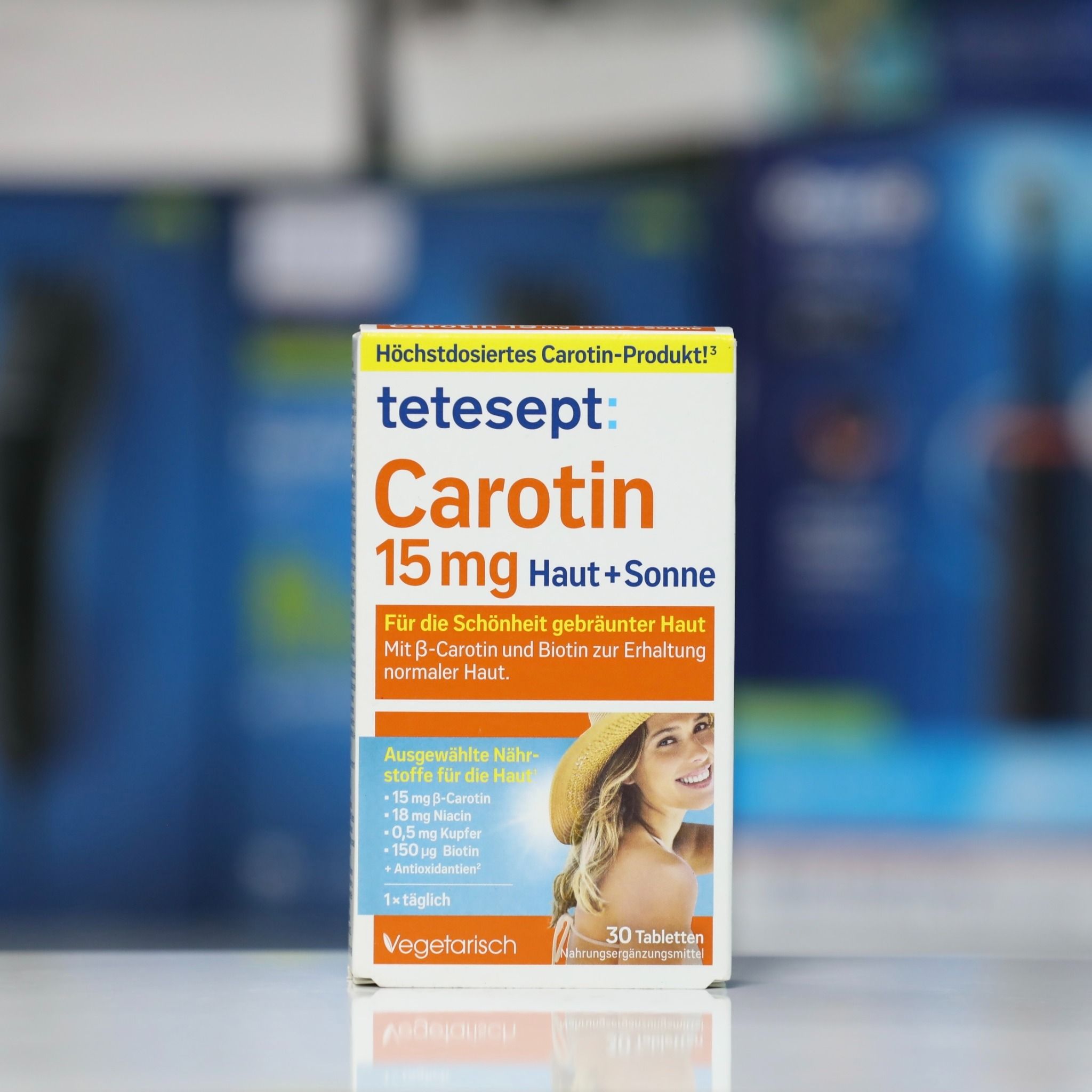 Viên uống chống nắng Tetesept Carotin, hộp 30 viên.