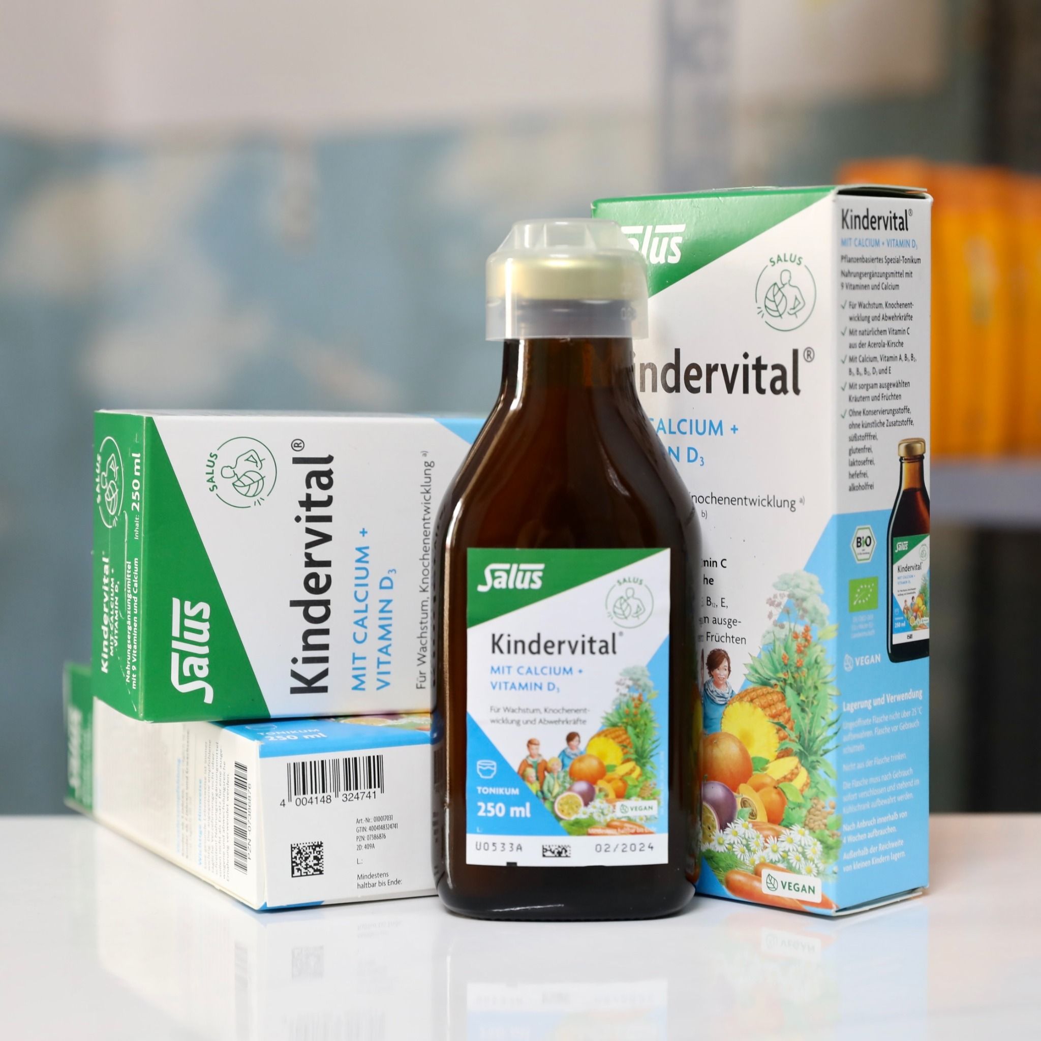 Siro Kindervital bổ sung Canxi và Vitamin D3 cho bé trên 3 tuổi, 250 ml
