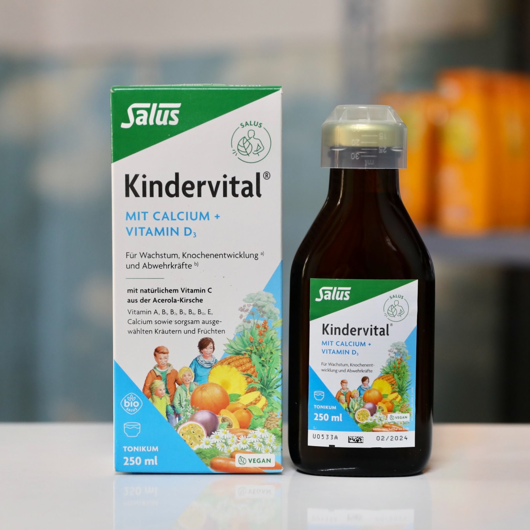 Siro Kindervital bổ sung Canxi và Vitamin D3 cho bé trên 3 tuổi, 250 ml