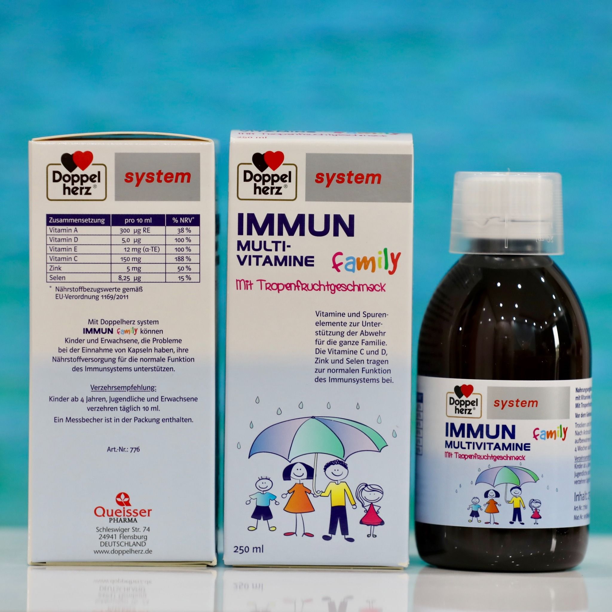 Siro Vitamin tổng hợp tăng sức đề kháng cho cả gia đình, đặc biệt cho trẻ em số 1 Đức Doppelherz Immun multi-vitamine family chai 250ml
