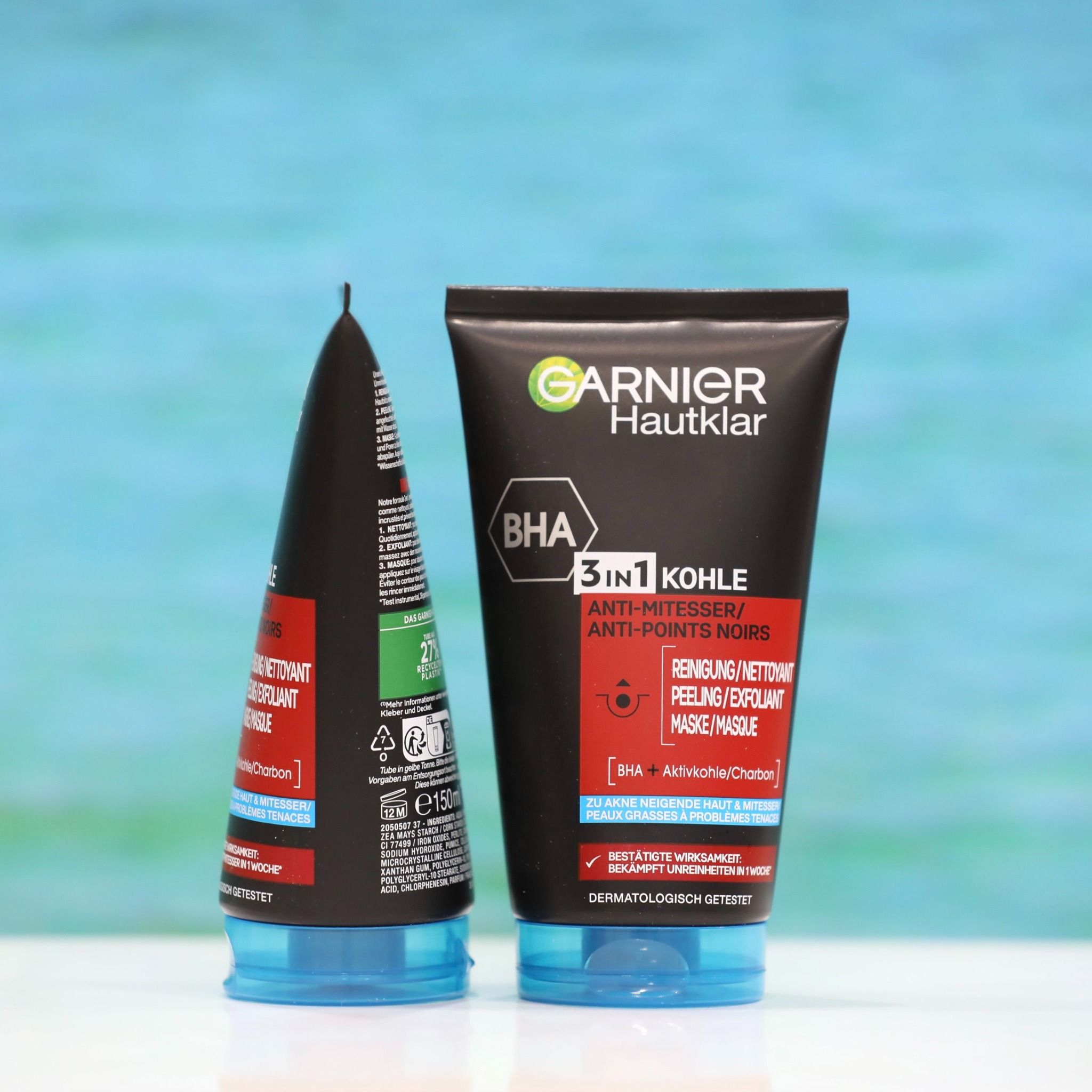 Sữa Rửa Mặt Garnier Hautklar 3 in1 Anti Mitesser Giảm Mụn Đầu Đen, 150 ml
