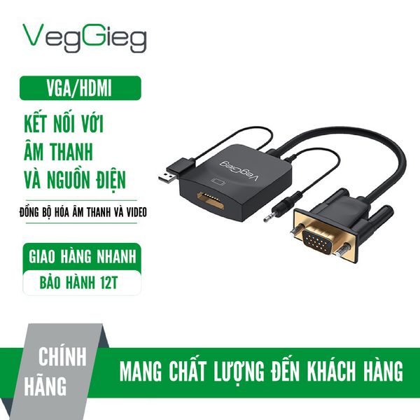 Cáp chuyển đổi từ VGA sang HDMI VZ618 có âm thanh VegGieg