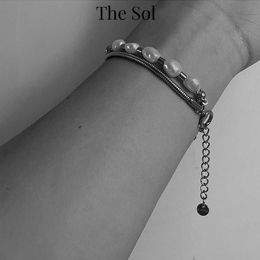 Lắc Tay Titan Unisex Double Chain&Pearls - Mẫu 35