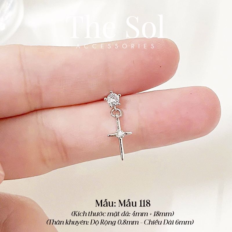 Khuyên Tai Thép Xi Mạ Mini Bling - Mẫu 118
