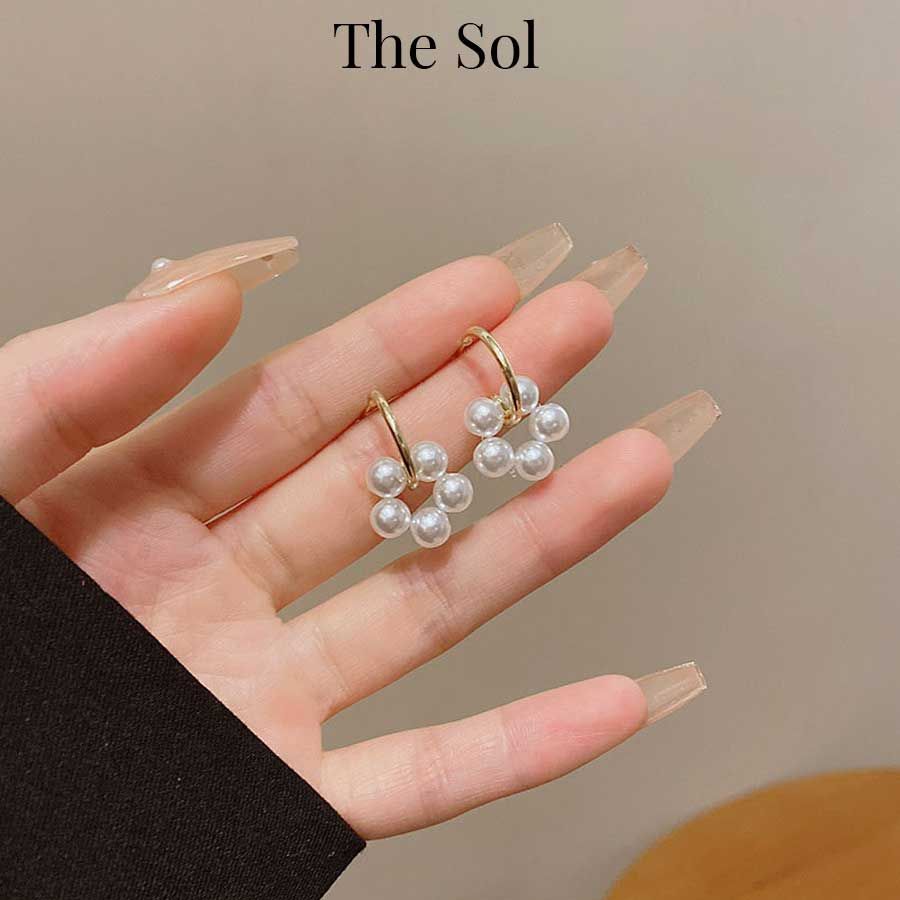 Bông Tai Hàn Quốc Mini Circle Pearl