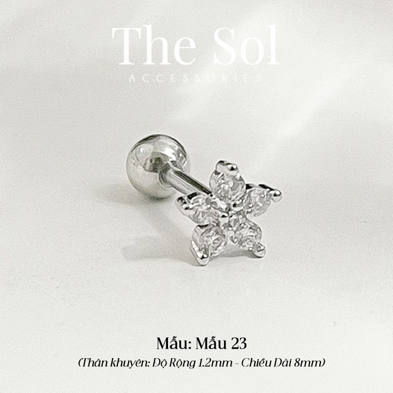 Khuyên Tai Thép Xi Mạ Unisex Mini Dia Flower - Mẫu 23