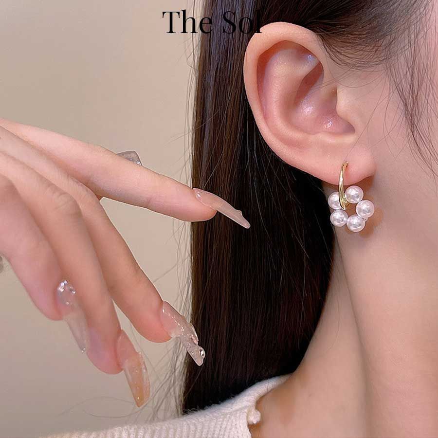 Bông Tai Hàn Quốc Mini Circle Pearl