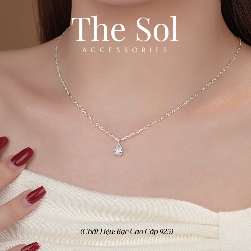 Dây Chuyền Bạc Pear Diamond