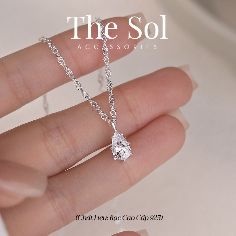 Dây Chuyền Bạc Pear Diamond
